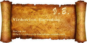 Vinkovics Barnabás névjegykártya